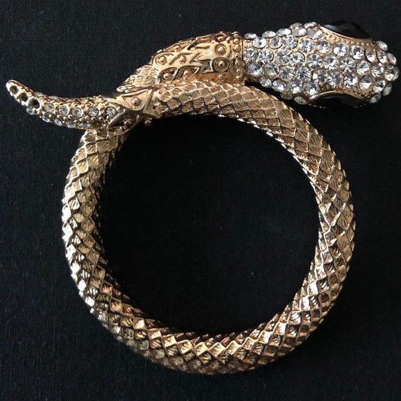 Vintage Gold Snake Necklace Charm - Picture 2 of 6